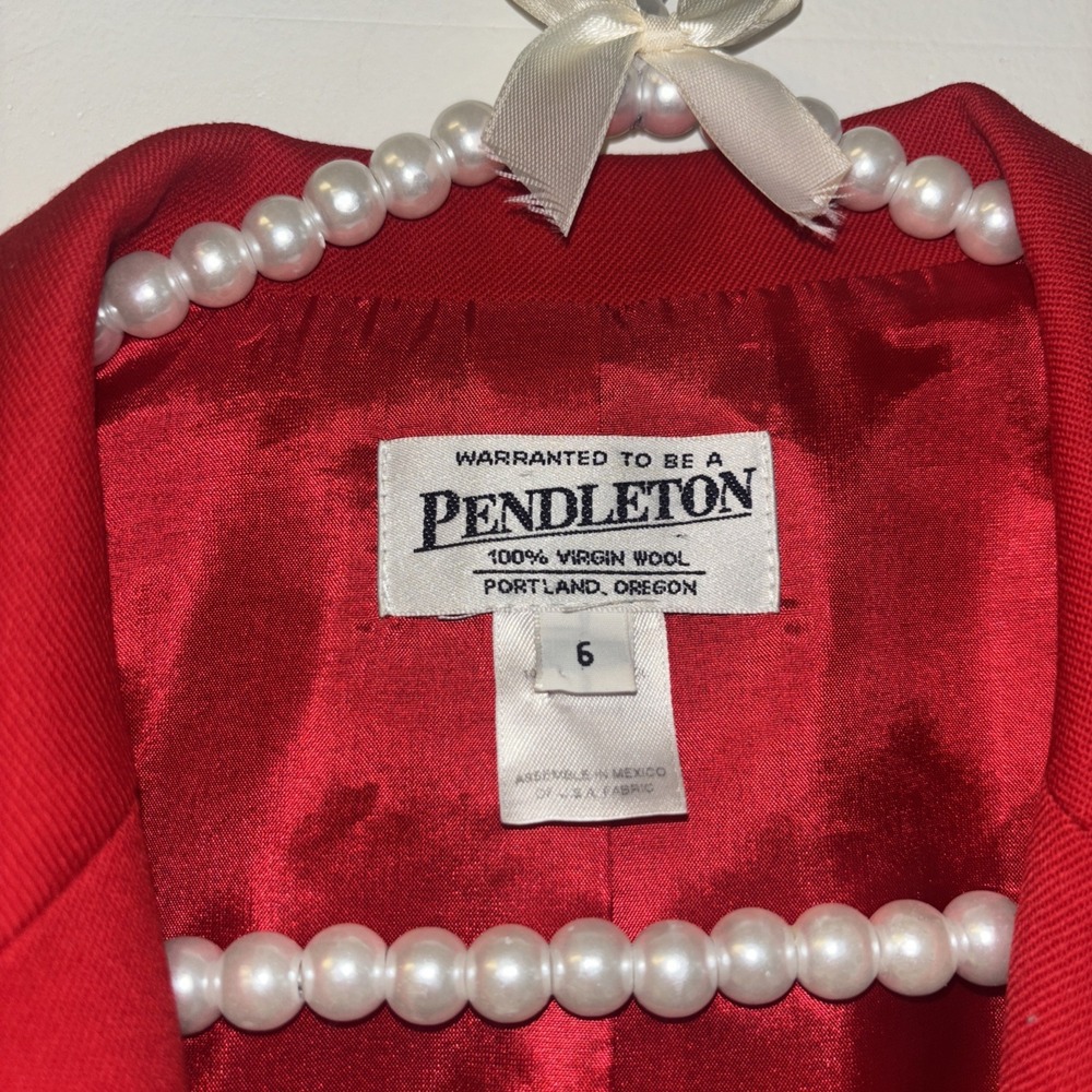 Pendleton Red Wool Blend Single‎ Button Blazer Ja… - image 3